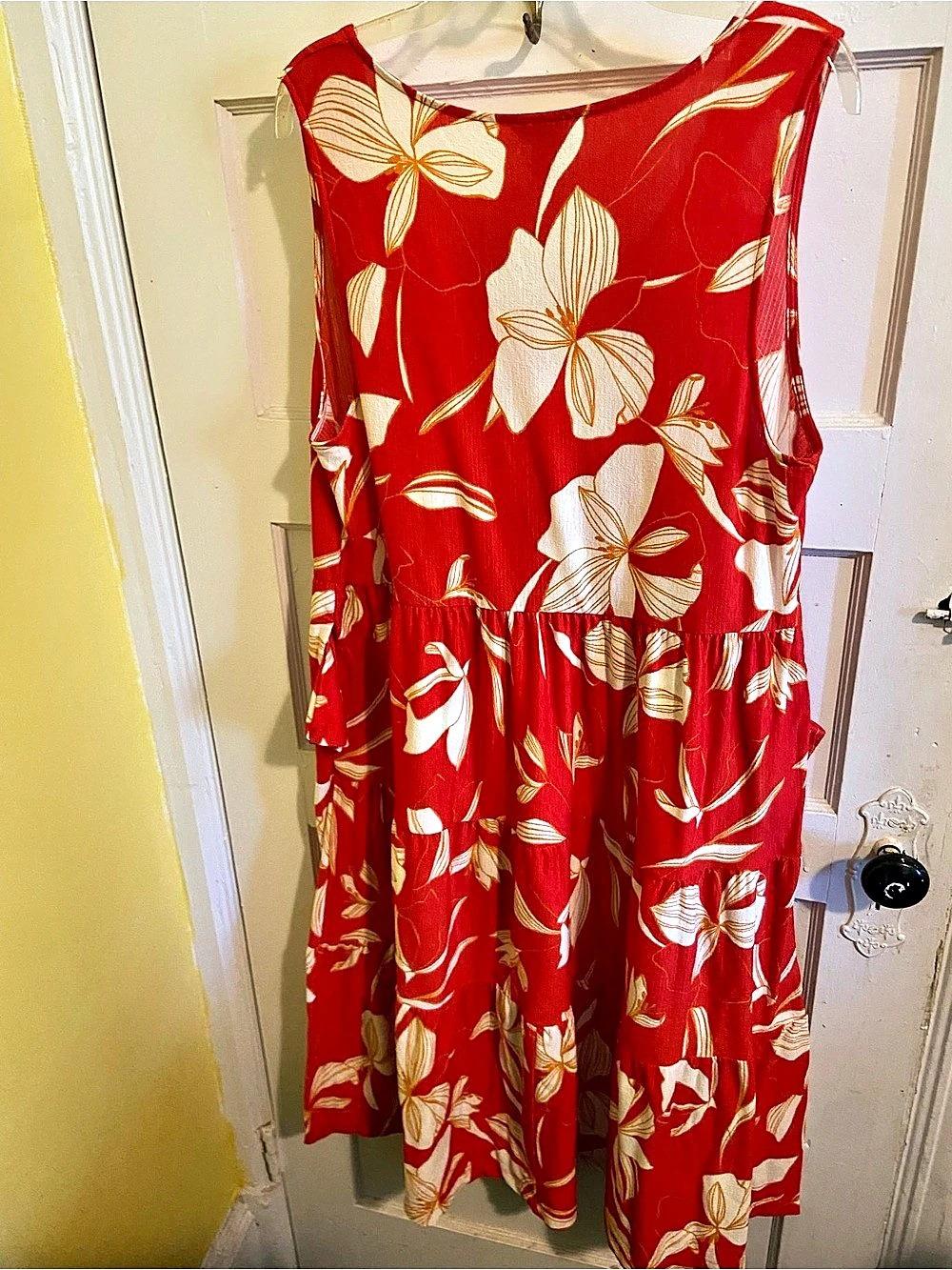 Ava & Viv Floral Midi Dress Red & White Size XL Like New